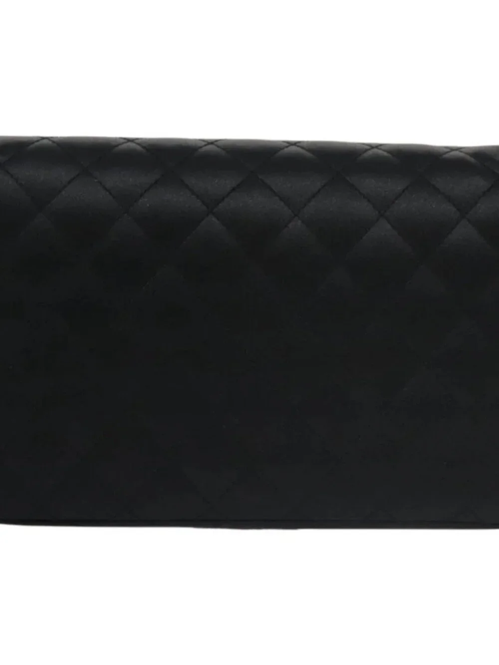 CHANEL Matelasse Sequin Flower Shoulder Bag Satin Black CC Auth 99855V